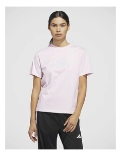 Textured Gingham Big Logo Graphic T-Shirt in Clear Pink