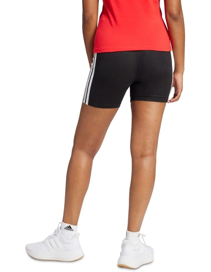Essentials 3-Stripes High Waisted Biker Shorts in Black image 2
