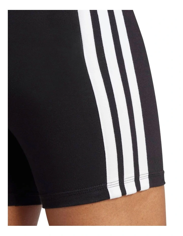 Essentials 3-Stripes High Waisted Biker Shorts in Black image 4