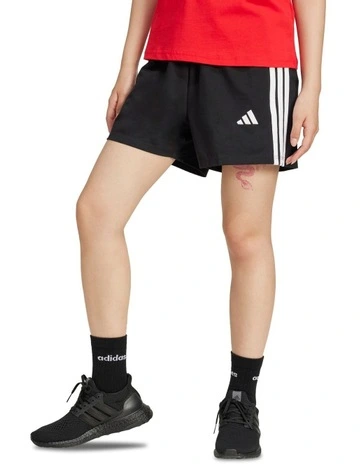 Essentials 3-Stripes Cotton Shorts in Black
