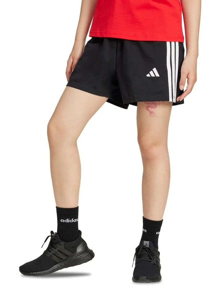 Essentials 3-Stripes Cotton Shorts in Black image 1
