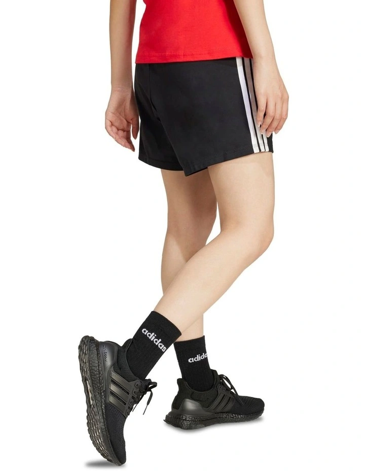 Essentials 3-Stripes Cotton Shorts in Black image 2