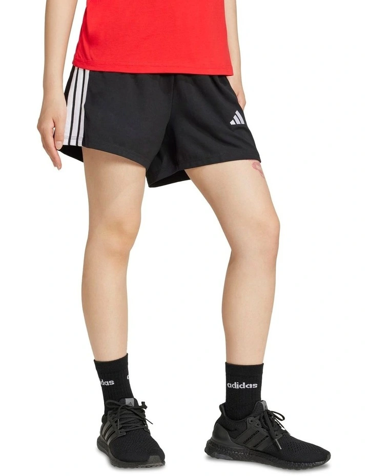 Essentials 3-Stripes Cotton Shorts in Black image 3