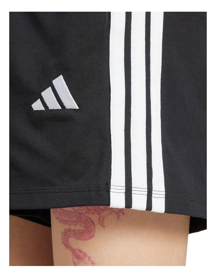 Essentials 3-Stripes Cotton Shorts in Black image 4