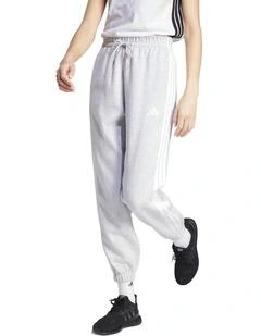 Essentials 3-Stripes Fleece Loose-Fit Joggers in Grey