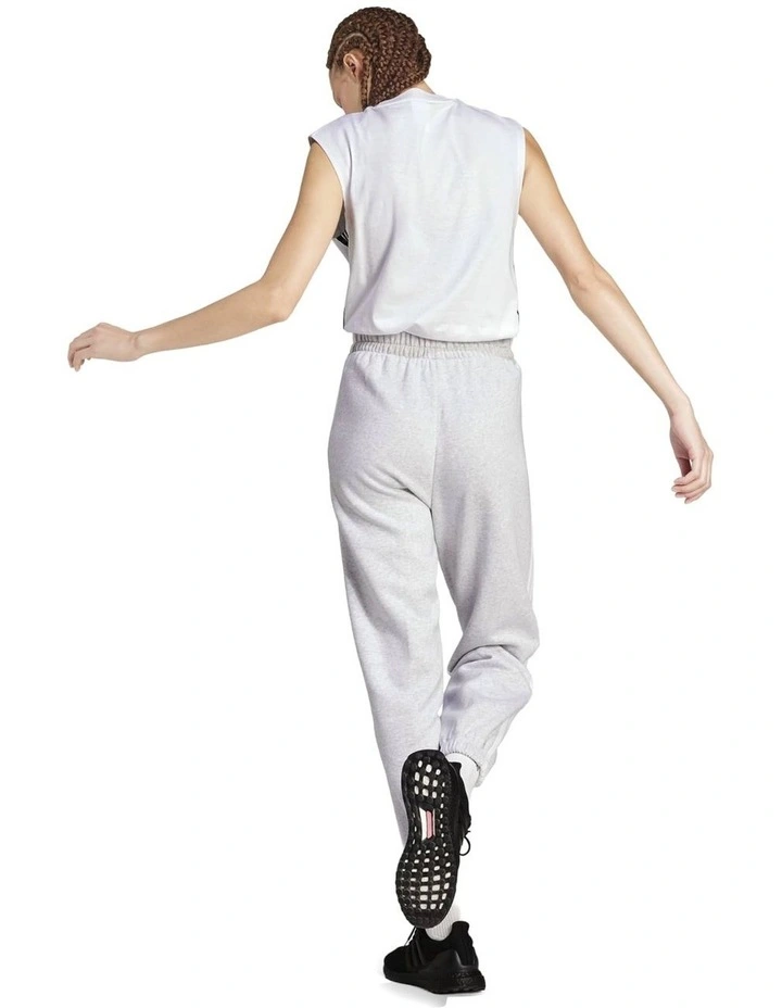 Essentials 3-Stripes Fleece Loose-Fit Joggers in Grey image 2