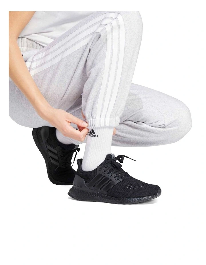 Essentials 3-Stripes Fleece Loose-Fit Joggers in Grey image 5