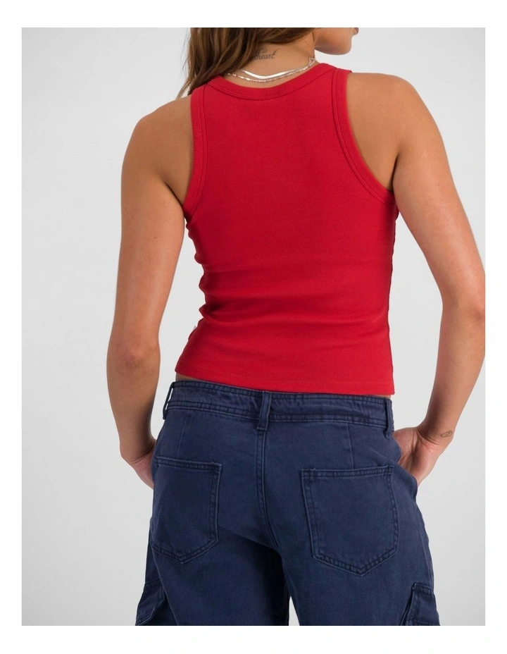 Cotton Rib Bra Tank in Cherry Pepper image 2