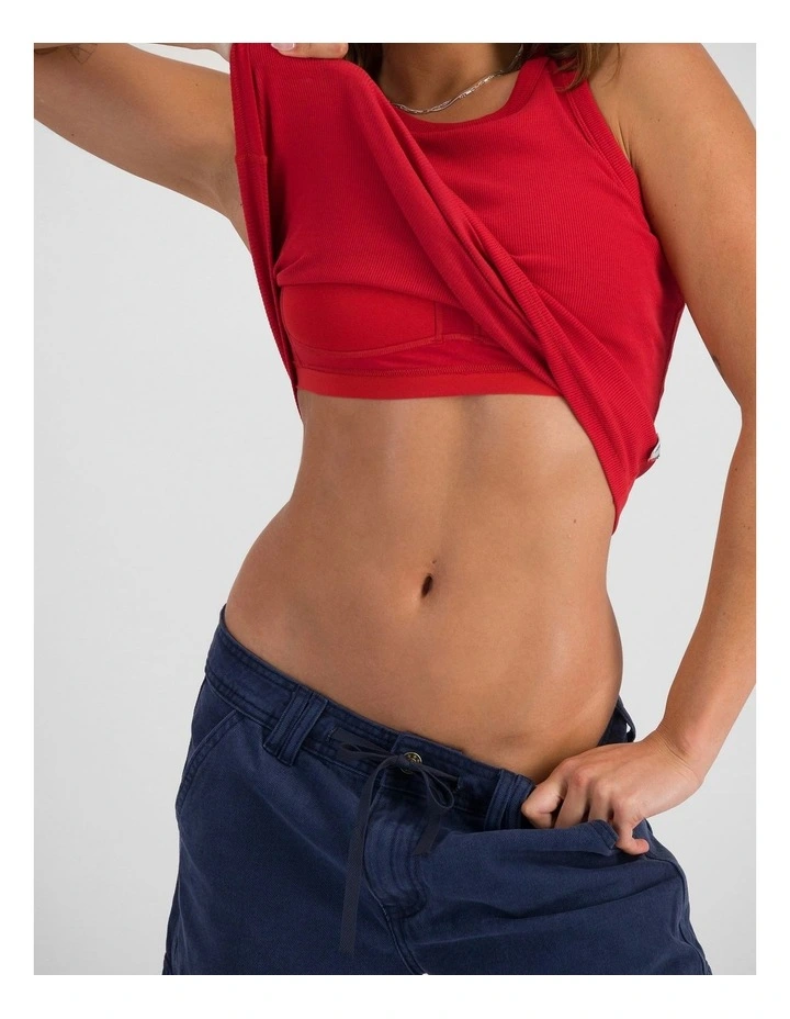 Cotton Rib Bra Tank in Cherry Pepper image 3