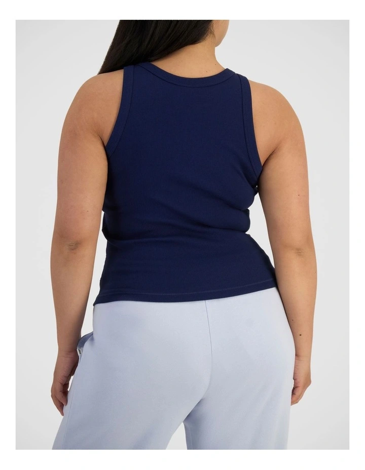 Cotton Rib Bra Tank in Black Sea image 2