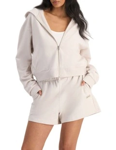 Move Double Zip Hoodie in White Banksia
