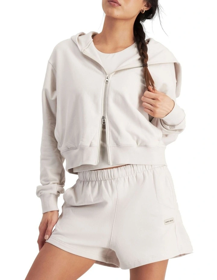 Move Double Zip Hoodie in White Banksia image 6