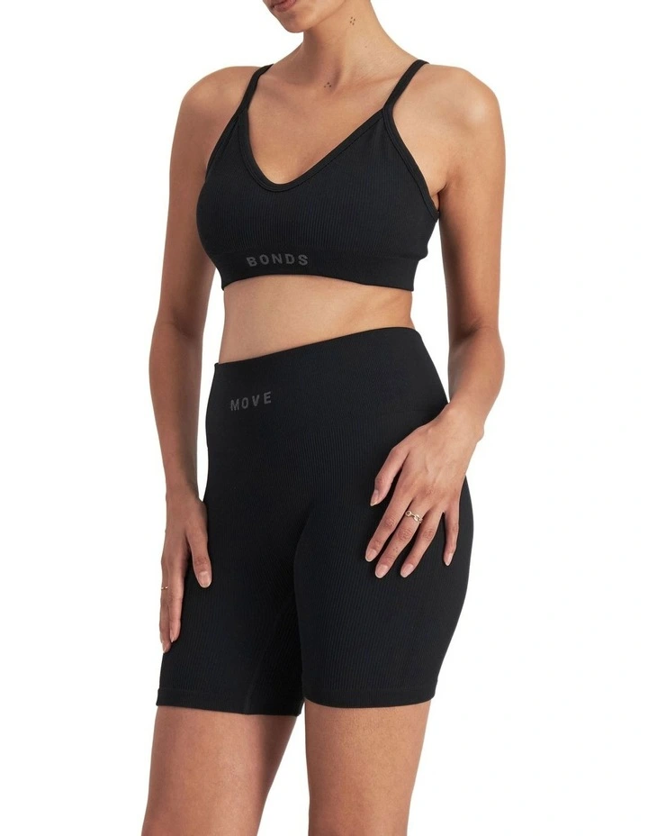 Move Rib Seamless Crop Bra in Black image 3