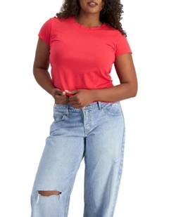 Midweight Crew Tee in Strong Blush