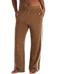Terry Towelling Straight Leg Pant in Coffee Ground