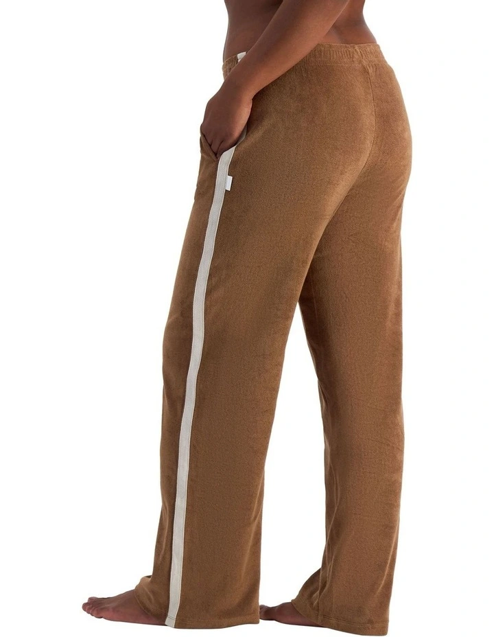 Terry Towelling Straight Leg Pant in Coffee Ground image 2