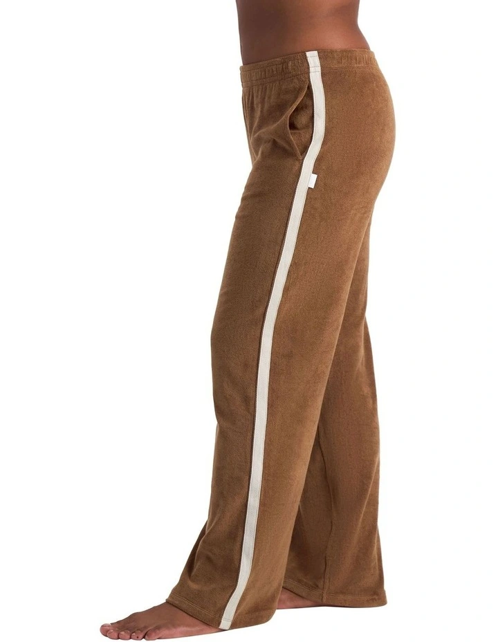 Terry Towelling Straight Leg Pant in Coffee Ground image 3