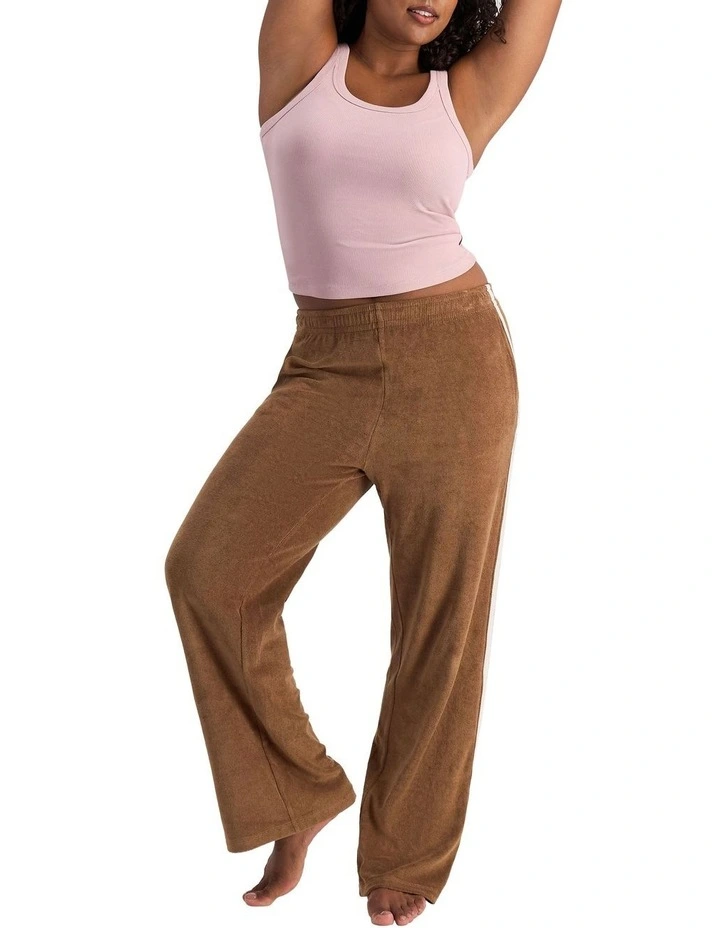 Terry Towelling Straight Leg Pant in Coffee Ground image 4