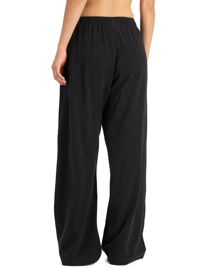 Denim Wash Wide Leg Trackie Pant in Stone Black image 2