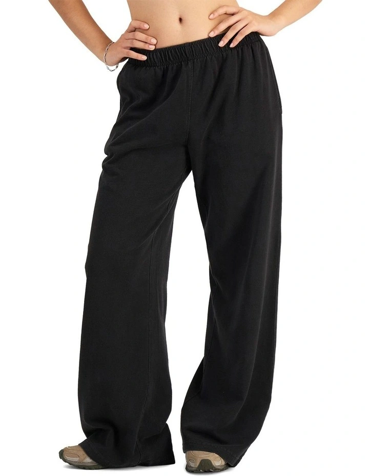 Denim Wash Wide Leg Trackie Pant in Stone Black image 3