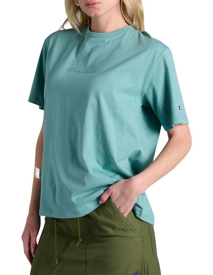 Script Short Sleeve Tee in Blue image 3