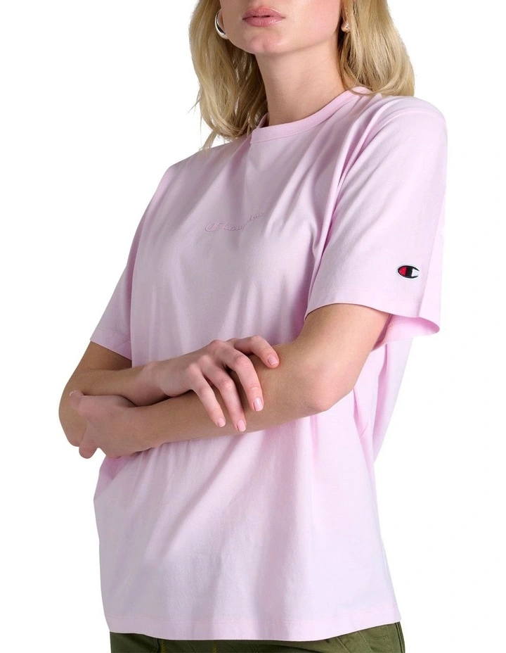 Script Short Sleeve Tee in Pink image 3