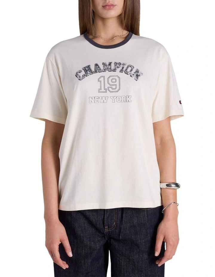Sate Fair Ringer Tee in Beige image 1
