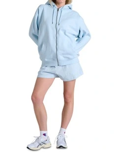 Tonal Script Zip Hoodie in Blue