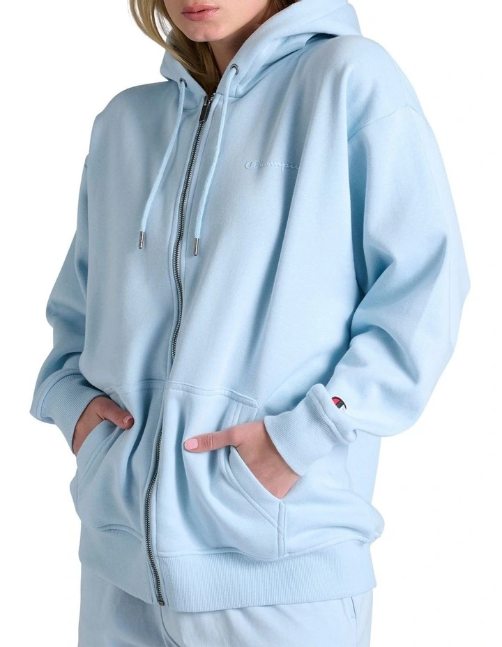 Tonal Script Zip Hoodie in Blue image 3