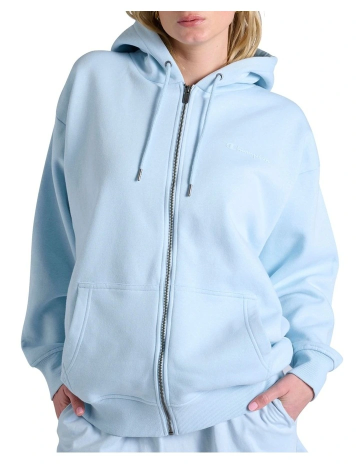Tonal Script Zip Hoodie in Blue image 4