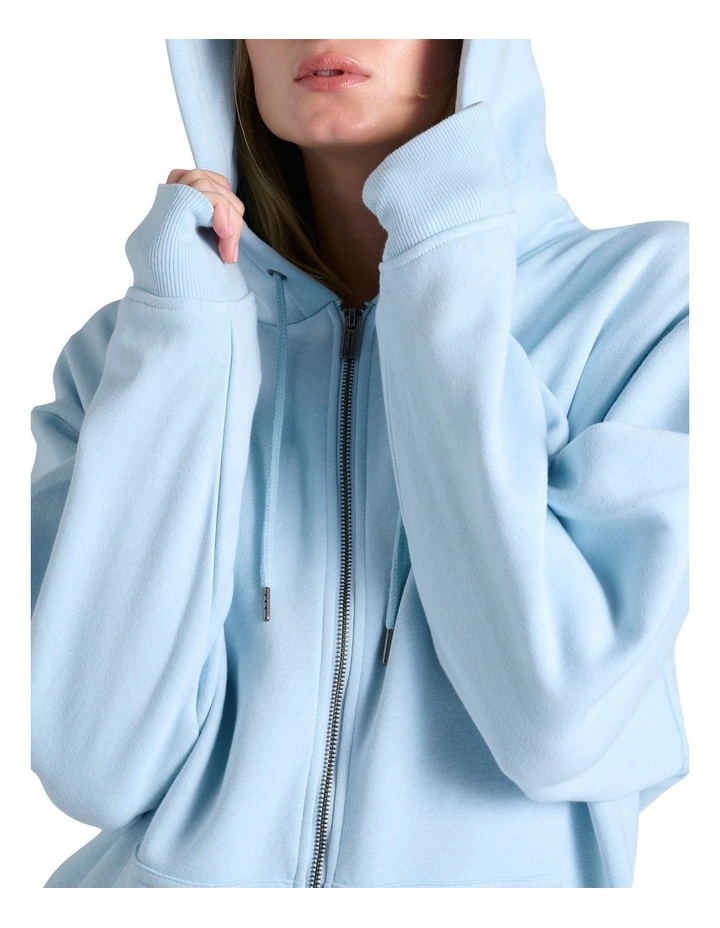 Tonal Script Zip Hoodie in Blue image 5