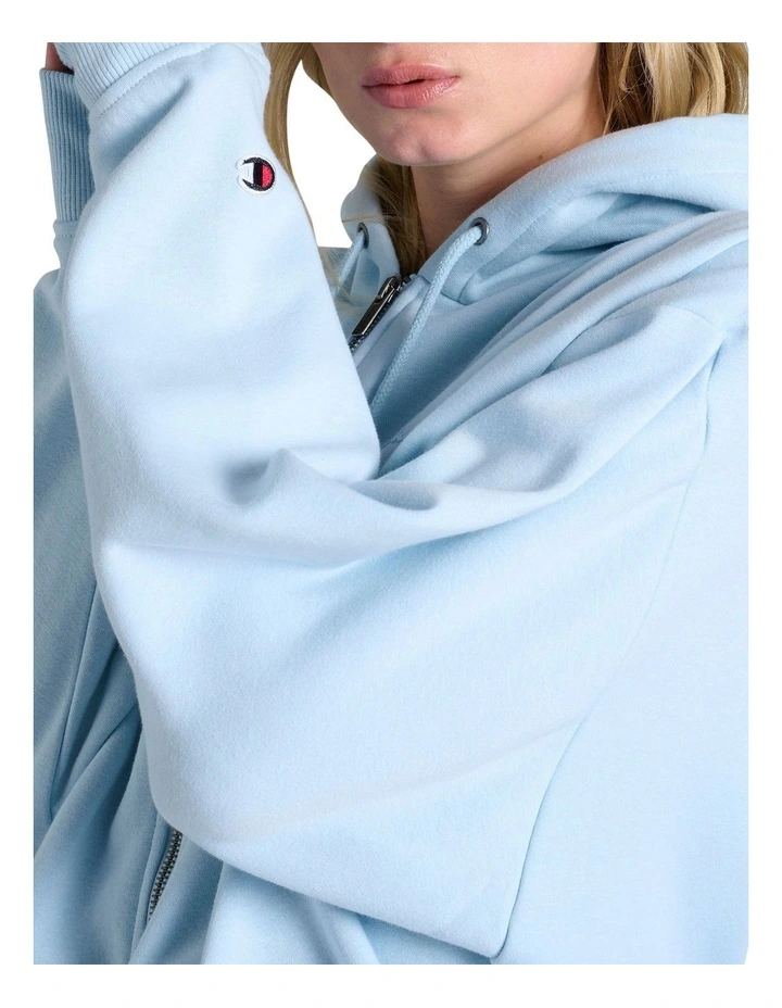 Tonal Script Zip Hoodie in Blue image 6