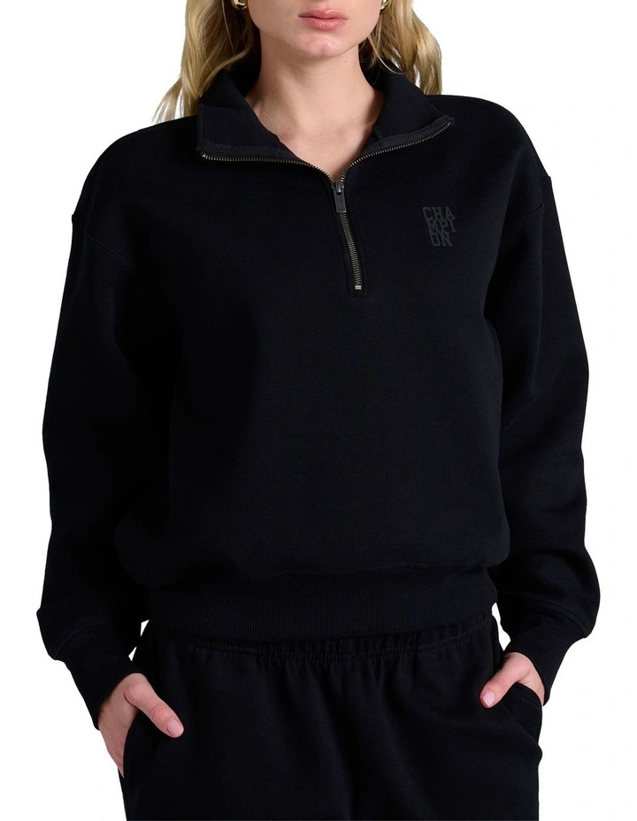 Rochester Base Quarter Zip Sweater in Black image 1