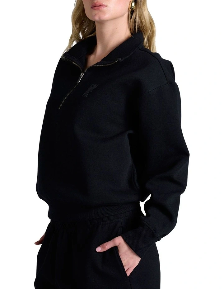 Rochester Base Quarter Zip Sweater in Black image 3