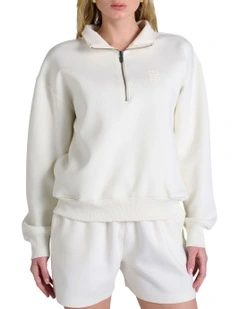 Rochester Base Quarter Zip Sweater in Cream