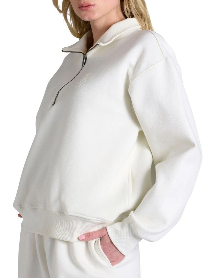 Rochester Base Quarter Zip Sweater in Cream image 3