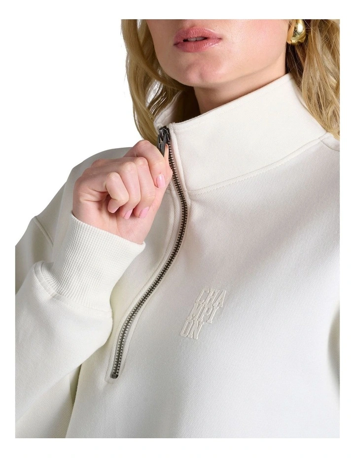 Rochester Base Quarter Zip Sweater in Cream image 4