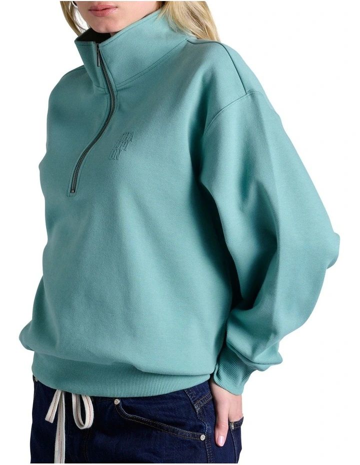 Rochester Base Quarter Zip Sweater in Blue image 3