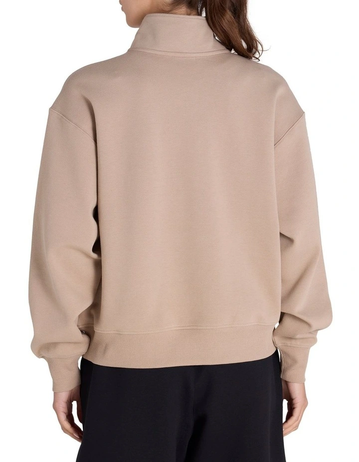 Base Quarter Zip Hoodie in Beige image 3