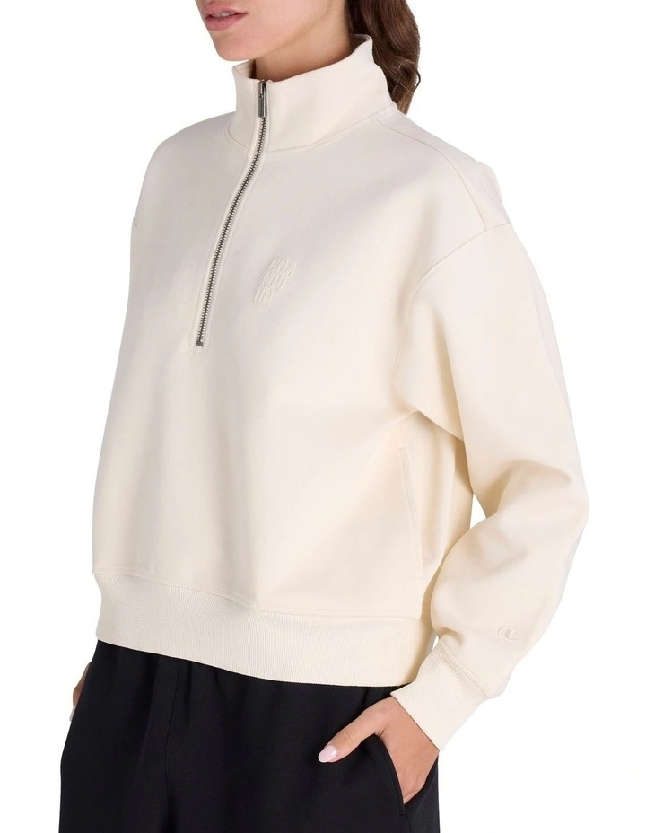 Base Quarter Zip Hoodie in Cream image 2