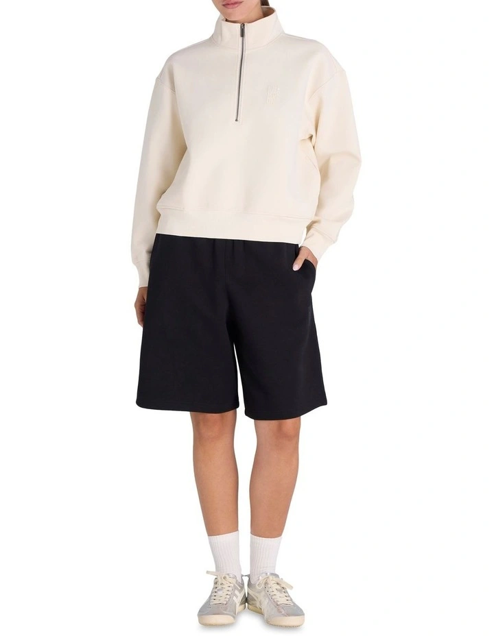 Base Quarter Zip Hoodie in Cream image 4