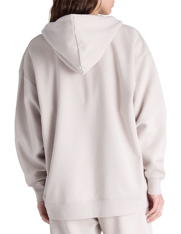 Tonal Script Zip Hoodie in Cream image 2
