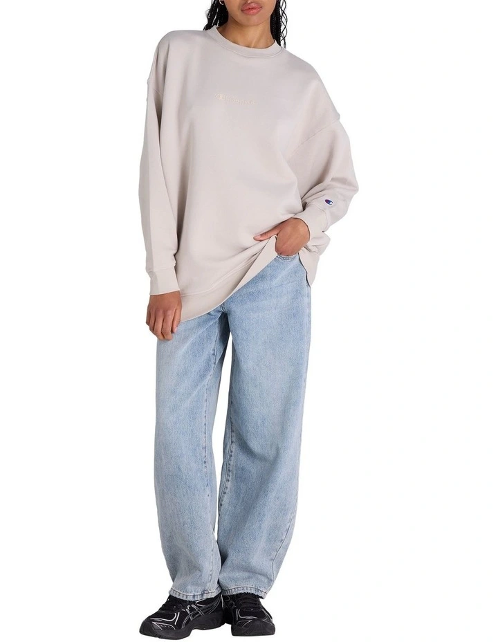 Tonal Pullover Sweatshirt in Cream image 4