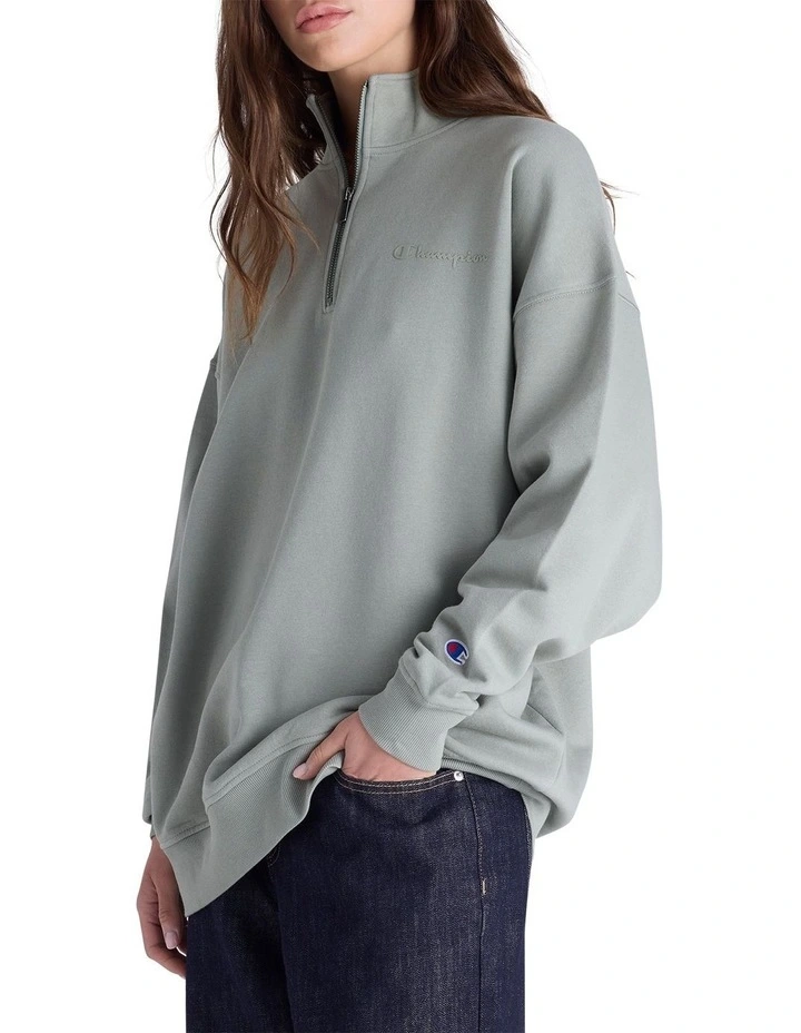 Tonal Script Quarter Zip crew image 3