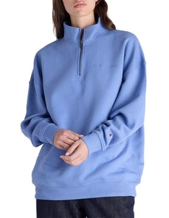 Tonal Script Quarter Zip Crew