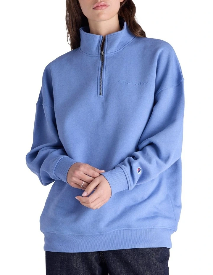 Tonal Script Quarter Zip Crew image 1
