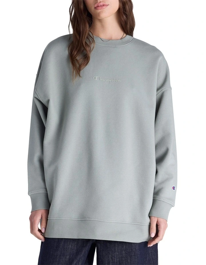 Tonal Script Pullover Jumper in Green image 1