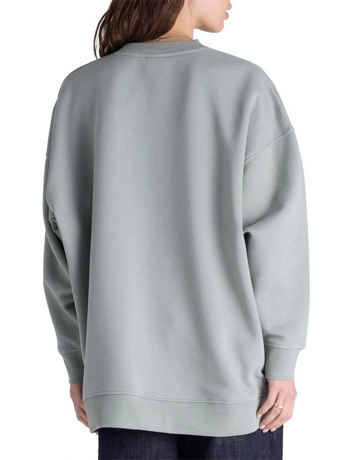 Tonal Script Pullover Jumper in Green image 2