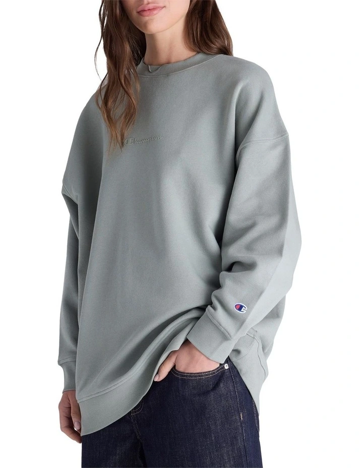 Tonal Script Pullover Jumper in Green image 3