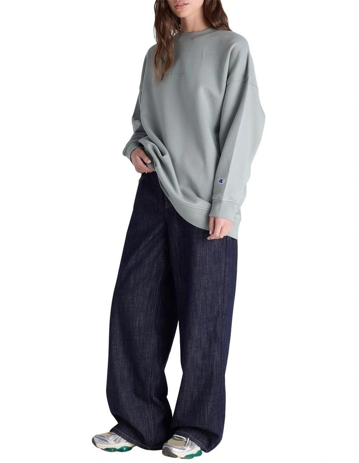 Tonal Script Pullover Jumper in Green image 4